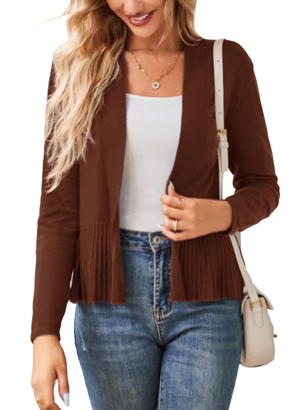 Women's Lightweight Peplum Cardigan Sweaters Open Front Cropped Cardigan X-LARGE